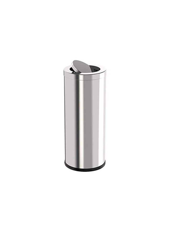 VINSTAR - 60 LTR Stainless Steel Round Swing Top Lid Trash Bin with Removable Lid Round Shape Silver Color (12” x 28”) - Image 1