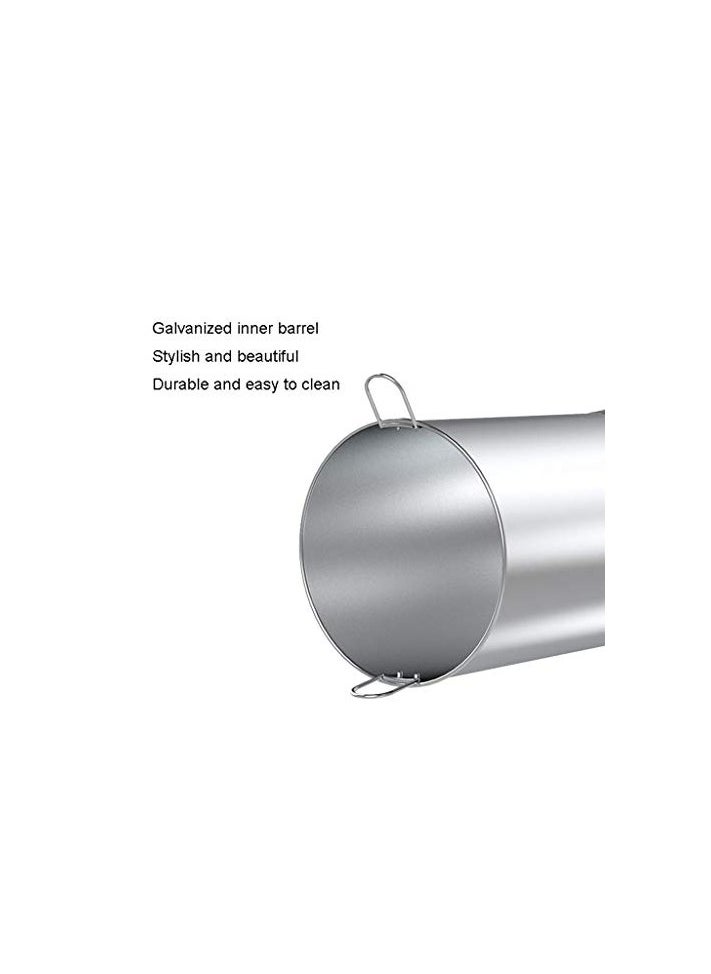 VINSTAR - 60 LTR Stainless Steel Round Swing Top Lid Trash Bin with Removable Lid Round Shape Silver Color (12” x 28”) - Image 1
