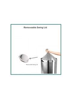 VINSTAR 60 LTR Stainless Steel Round Swing Top Lid Trash Bin with Removable Lid Round Shape Silver Color (12” x 28”)  - Image 4