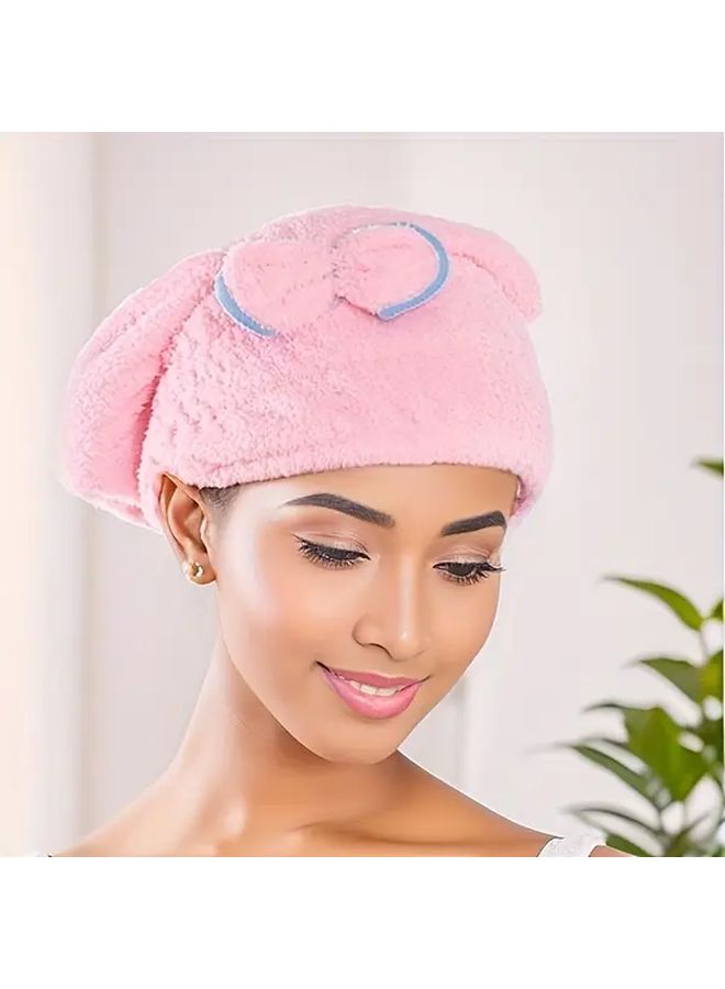 منشفة تجفيف الشعر من الفرو المرجاني الأزرق، وقبعة الاستحمام المخصصة للشعر المجعد المبلل. - Image 5