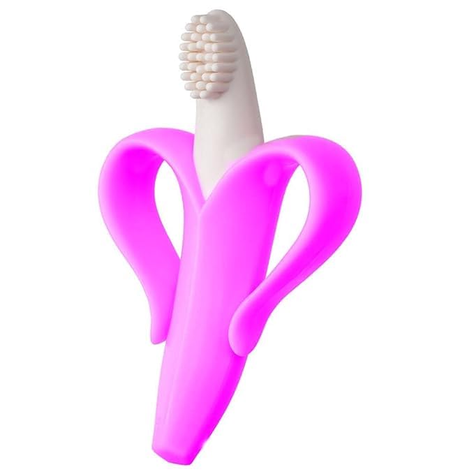 Istore Single Silicone Banana Shaped Teething Manual Toothbrush/Teether For Baby/Toddlers/Infants/Children (Pack Of 1),Multicolour - Image 2