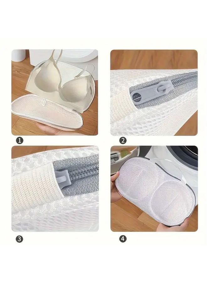 Grey Anti Deforming Mesh Bra Laundry Bag with Secure Zipper Closure for Delicate Lingerie Care - Image 5