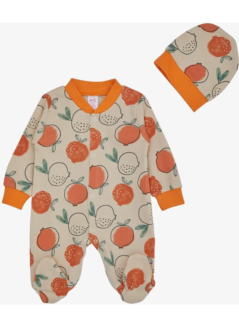 بريز Baby Girl Booties Jumpsuit Pomegranate Patterned 0-6 Months, Beige