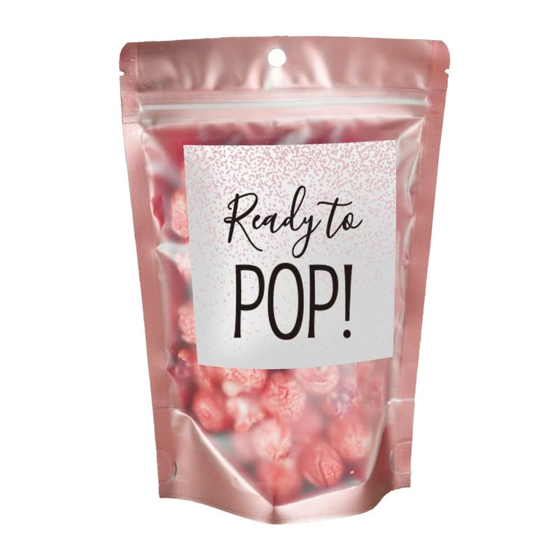 Puremigo 50 Pack Luxury Ready Pop Popcorn Bags Baby Shower, Pink Popcorn Holder, Stand up Zip Pouches Treat Bags, Baby Shower Favors, 5.5 x 7.7 x 3.2inch - Image 1