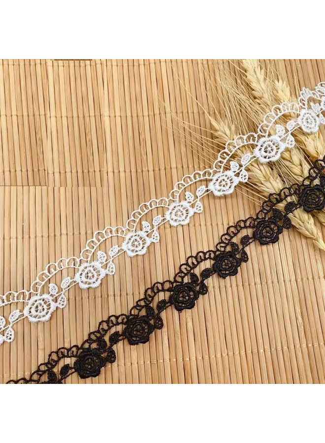 Elegant Rose Lace Trim Polyester Woven Ribbon For Dresses Sewing Projects 1 Yard White - Image 2