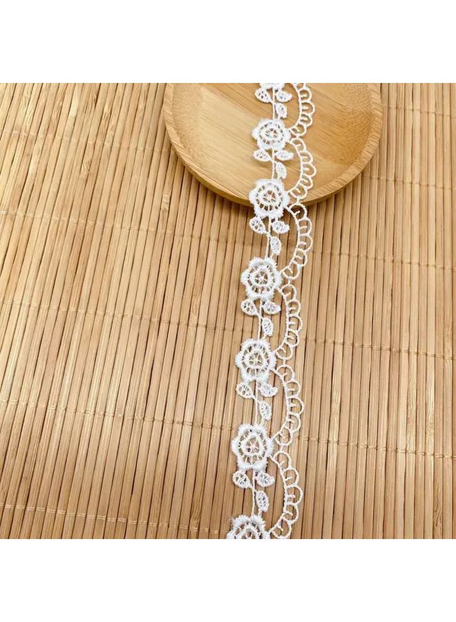 Elegant Rose Lace Trim Polyester Woven Ribbon For Dresses Sewing Projects 1 Yard White - Image 3
