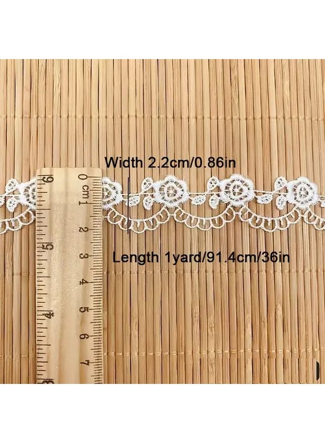 Elegant Rose Lace Trim Polyester Woven Ribbon For Dresses Sewing Projects 1 Yard White - Image 4