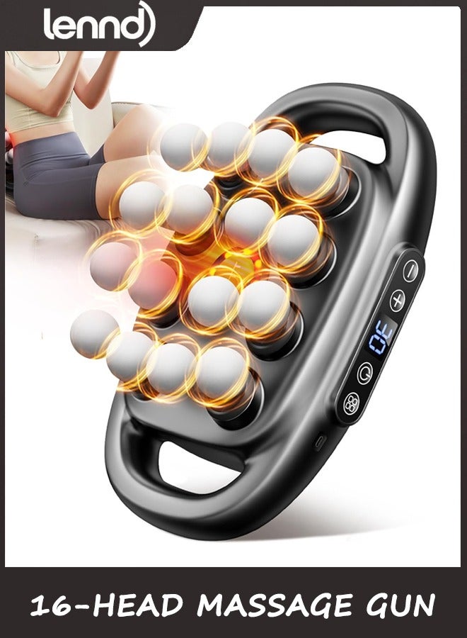 LENND 16-Head Massage Gun Set, Deep Tissue Percussion Massager with 3 Modes & 30 Intensities,Quiet Muscle Massage Gun for Back,Shoulders, Legs, Foot, Body Muscle Pain Relief - Image 1