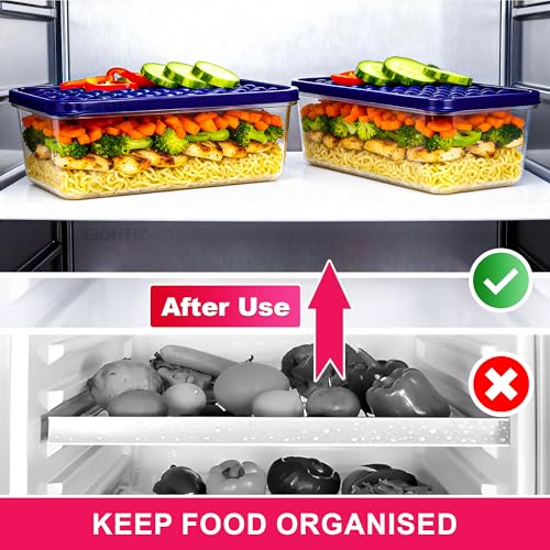 Eightiz Tight Plastic Food Fridge Storage Containers Set for Kitchen | Pantry Organizers Accessories Items,Storage Boxes Dishwasher,Freezer Safe Durable, and Space-Saving (1200 ML, Pack of 8) - Image 2