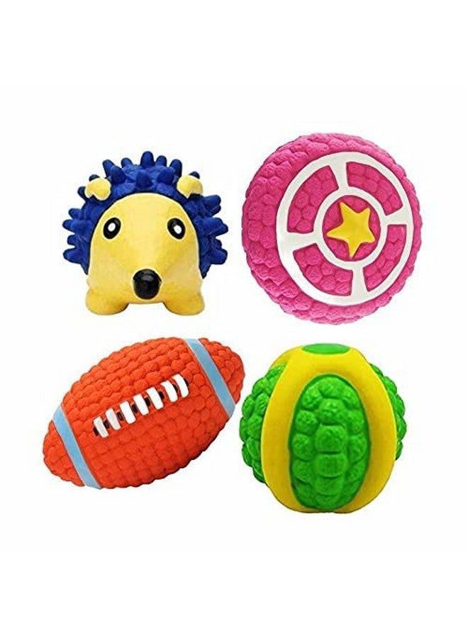 لعبة تنظيف وتدليك أسنان الحيوانات الأليفة، لعبة علكة صريرية مصنوعة من مادة اللاتكس الناعمة للكلاب، كرة عائمة من أجل اللعب التفاعلي (مطاط طبيعي) - عبوة من 4 قطع