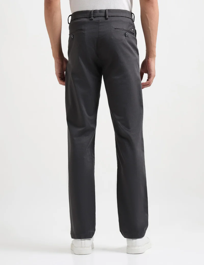 Arrow Dark Grey All Over Printed Satin Trousers for Men | Best Price UAE