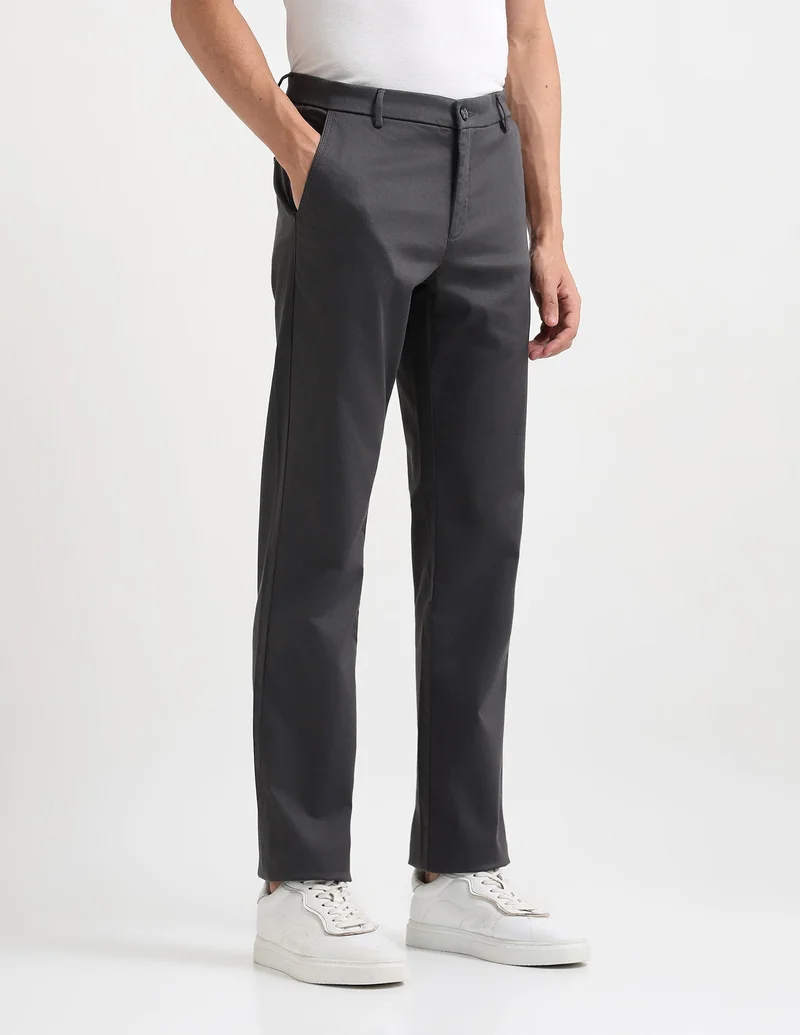 Arrow Dark Grey All Over Printed Satin Trousers for Men | Best Price UAE