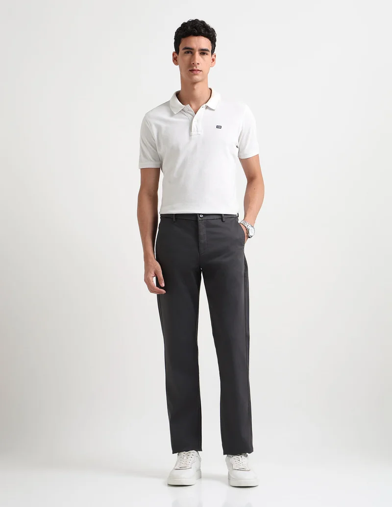 Arrow Dark Grey All Over Printed Satin Trousers for Men | Best Price UAE