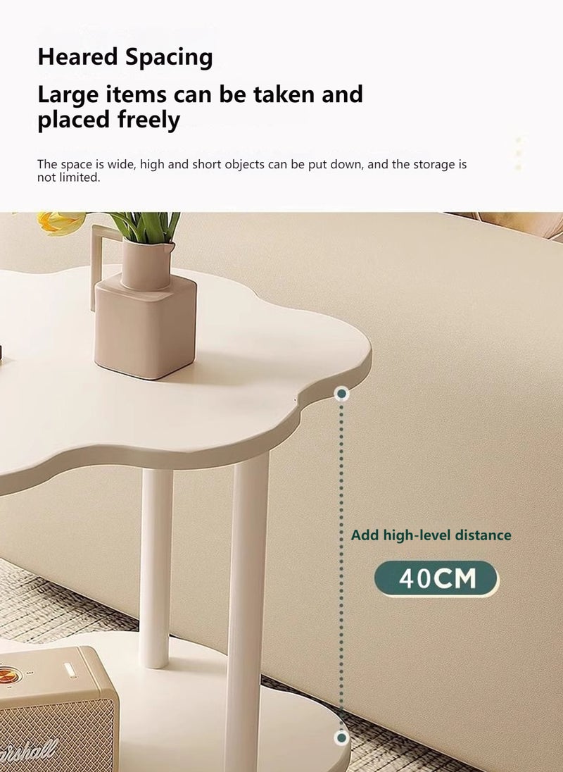 Sharpdo - Simple Modern Flower Creative Double-Layer Tea Table, Living Room Sofa Side Coffee Table 40*59*58CM - Image 1