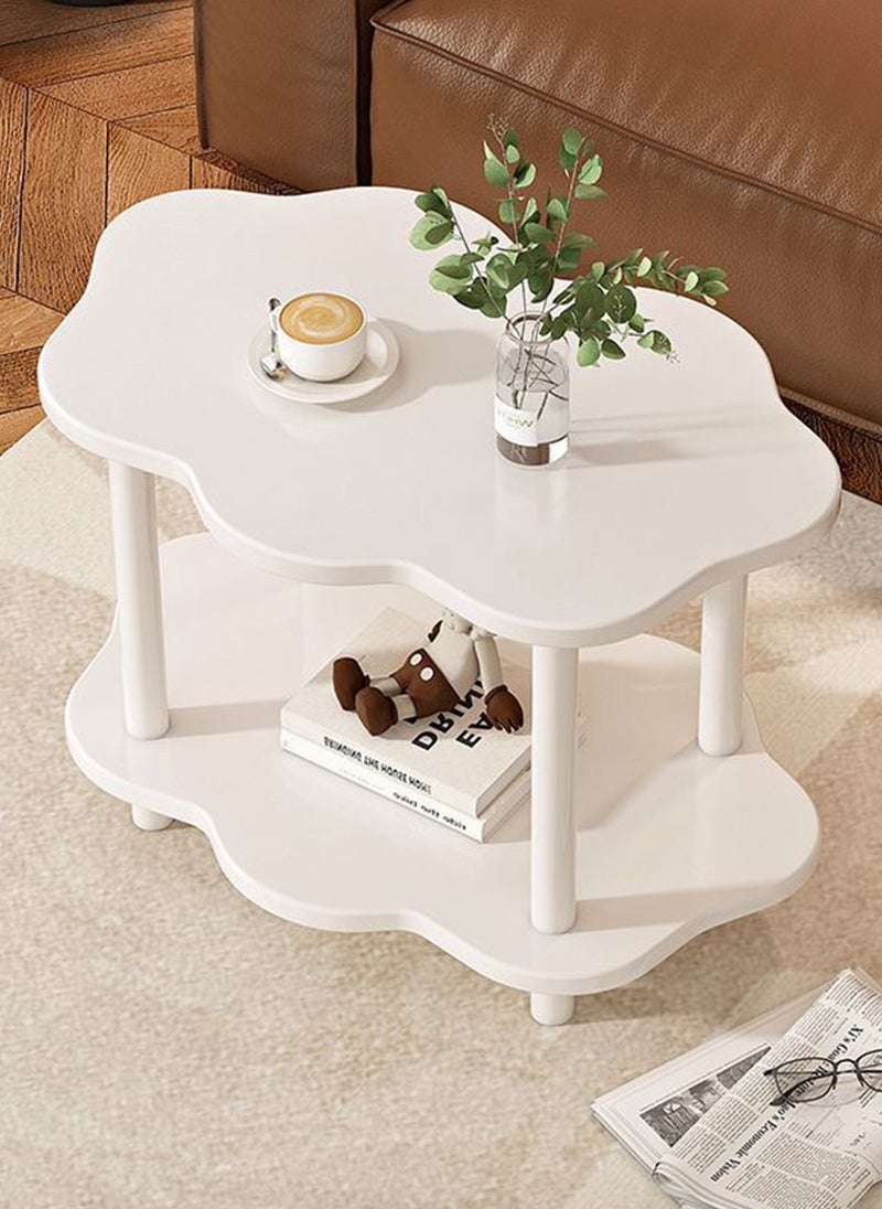 Sharpdo - Simple Modern Flower Creative Double-Layer Tea Table, Living Room Sofa Side Coffee Table 40*59*58CM - Image 1