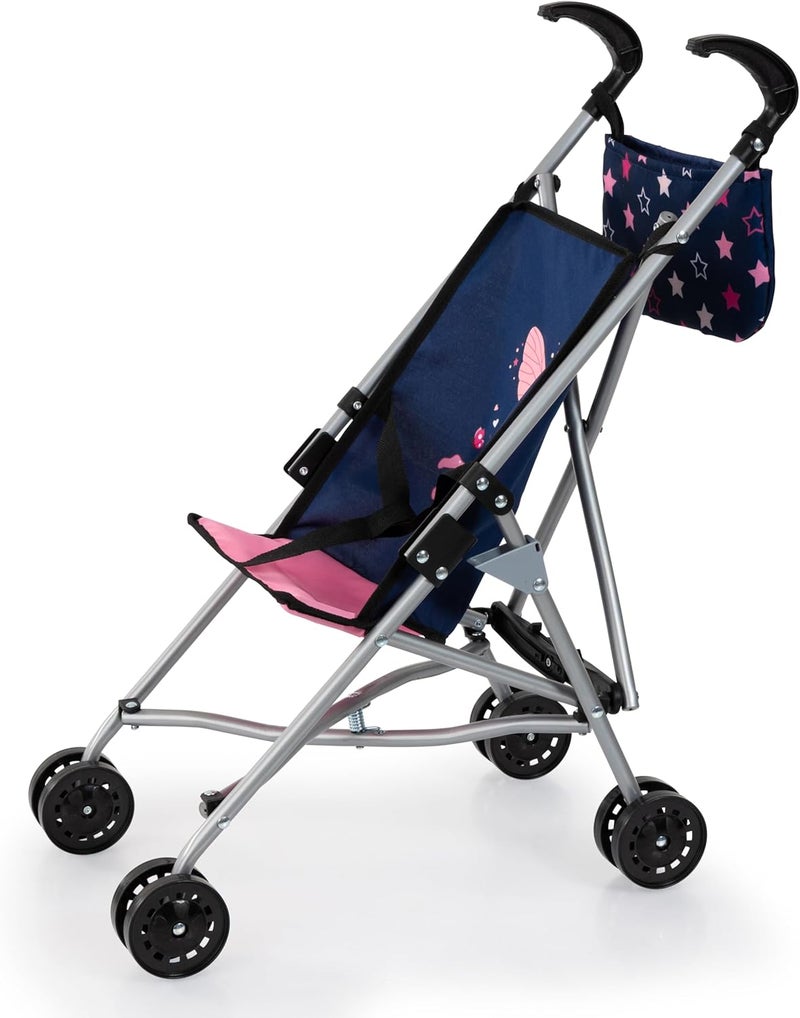 Bayer Design 30516AB Double Wheels Folding Metal Doll's Pram with Bag for Dolls up to 46 cm - Image 1