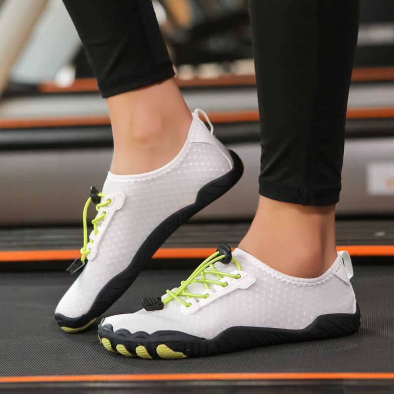 Soft-soled indoor fitness shoes for men and women non-slip yoga squat running rope skipping shoes shock absorption swimming trail shoes 106-white upgrade-the version is fatter and larger