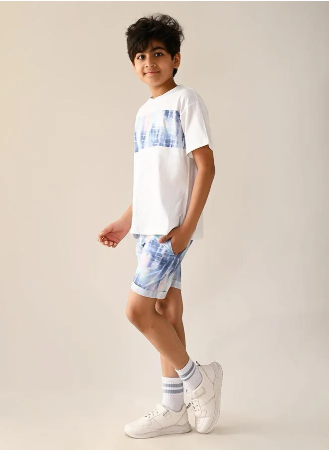 ليلك Funky Printed T-shirt with Shorts Set