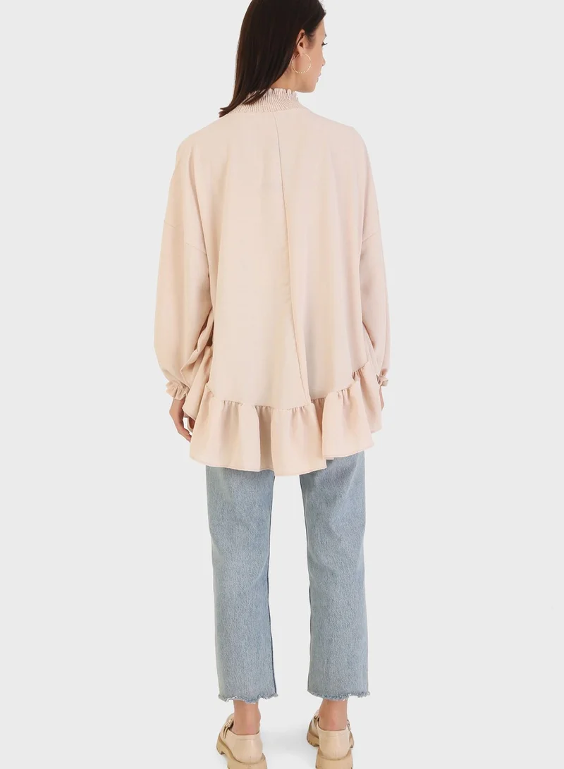 Refka by modanisa High Neck Ruffle Detail Tunic