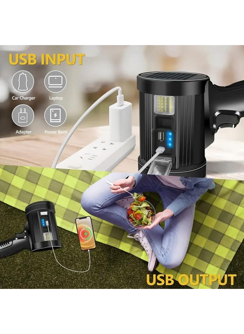 Waqif waqif 90000 Lumens Spotlight Rechargeable Spotlight Flashlight with Tripod 3 Modes and 3 Colors Filter Super Bright Led Spot Lights Outdoor Handheld Solar Searchlight for Hunting Marine Camping  - Image 3