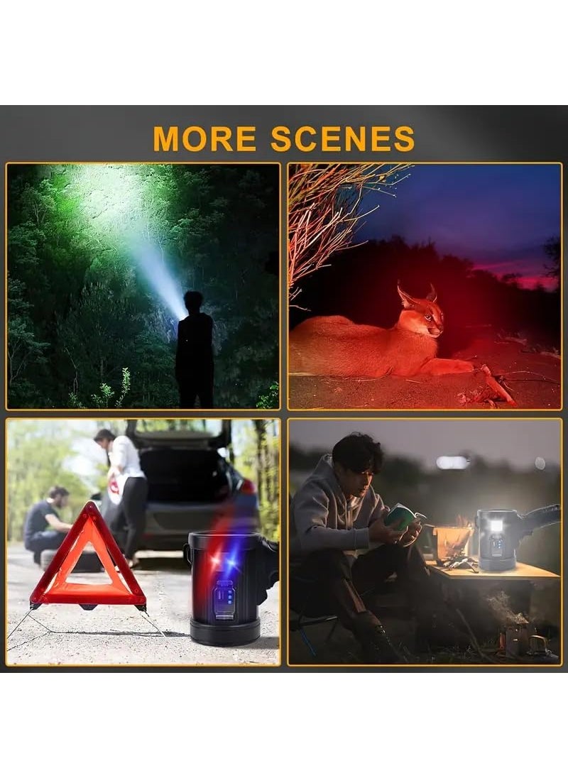 Waqif waqif 90000 Lumens Spotlight Rechargeable Spotlight Flashlight with Tripod 3 Modes and 3 Colors Filter Super Bright Led Spot Lights Outdoor Handheld Solar Searchlight for Hunting Marine Camping  - Image 5