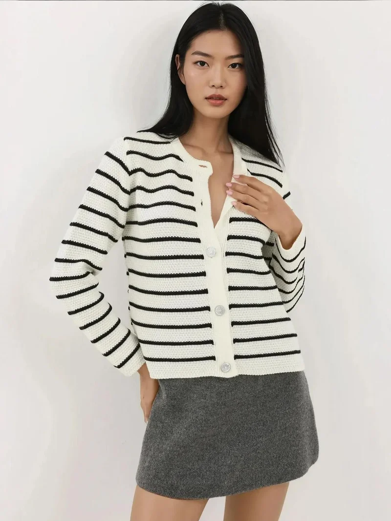 HICCUP Buttoned Striped Cardigan