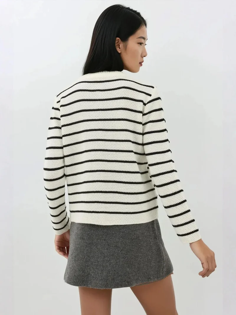 HICCUP Buttoned Striped Cardigan