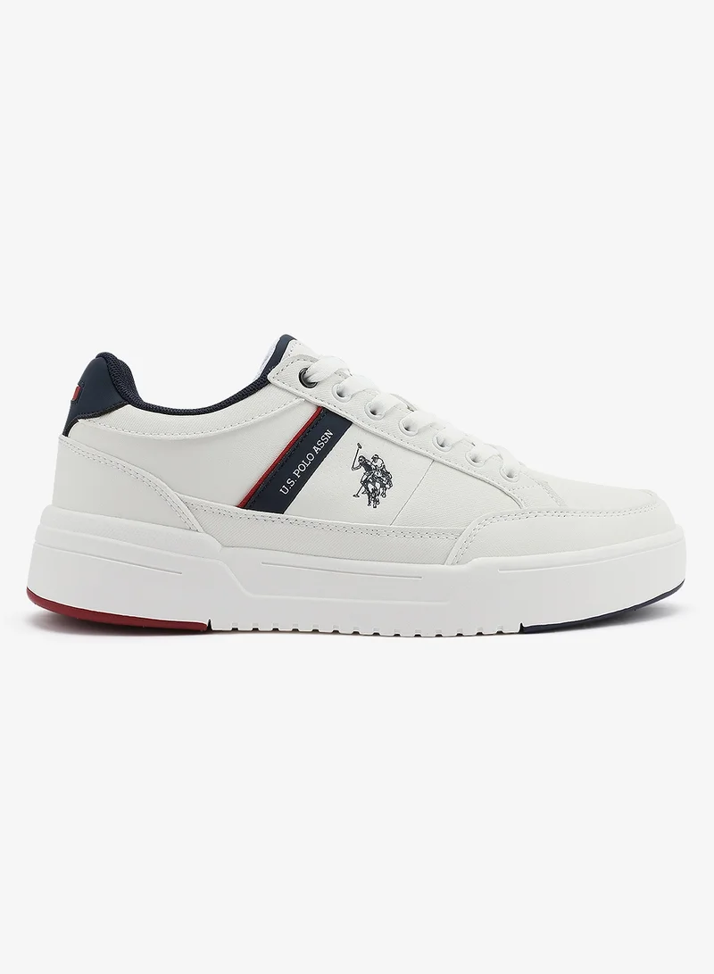 U.S. Polo Assn. Men's White Classic Low-Top Sneakers,Lightweight Shoes Casual for Everyday Style