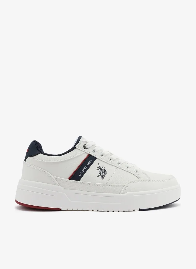 U.S. Polo Assn. Men's White Classic Low-Top Sneakers,Lightweight Shoes Casual for Everyday Style