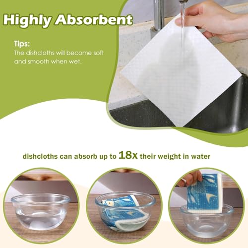 Revahope 6 Packs Swedish Paper Cloths for Kitchen, Reusable Paper Towels Washable Dish Rags, Highly Absorbent Kitchen Towels Quick Drying Swedish Sponge Cleaning Dish Cloths (Fish Ornamentation) - Image 4