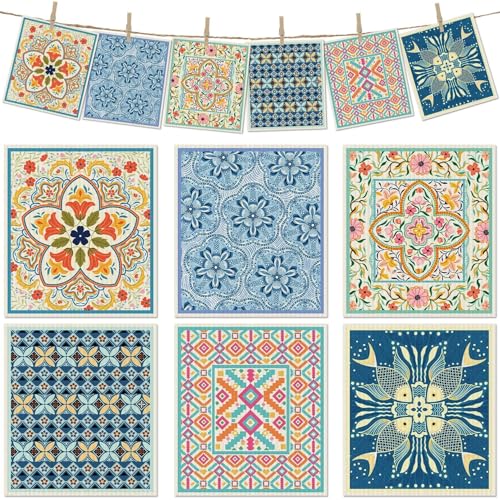 Revahope 6 Packs Swedish Paper Cloths for Kitchen, Reusable Paper Towels Washable Dish Rags, Highly Absorbent Kitchen Towels Quick Drying Swedish Sponge Cleaning Dish Cloths (Fish Ornamentation) - Image 1