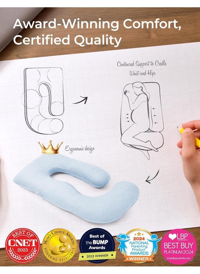 Y&D Pregnancy Pillows for Sleeping, U Shaped Full Body Maternity Pillow with Removable Cover - Support for Back, Legs, Belly, HIPS for Pregnant Women, 57 Inch Pregnancy Pillow for Women, Grey  - Image 2