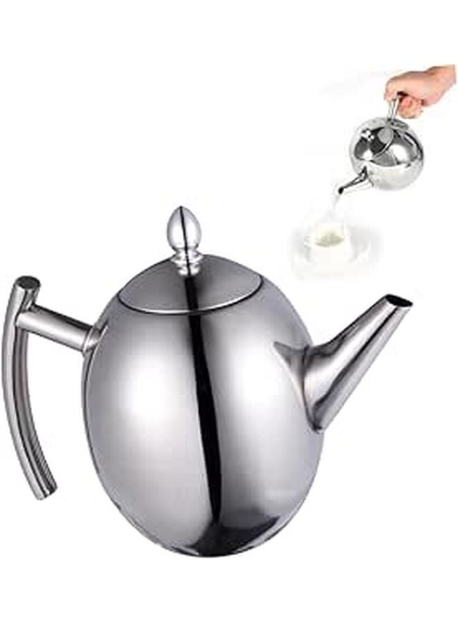Stainless Steel Teapot With Infuser Easy Clean Quick Straining Tea Preparation Home Decor - Image 1