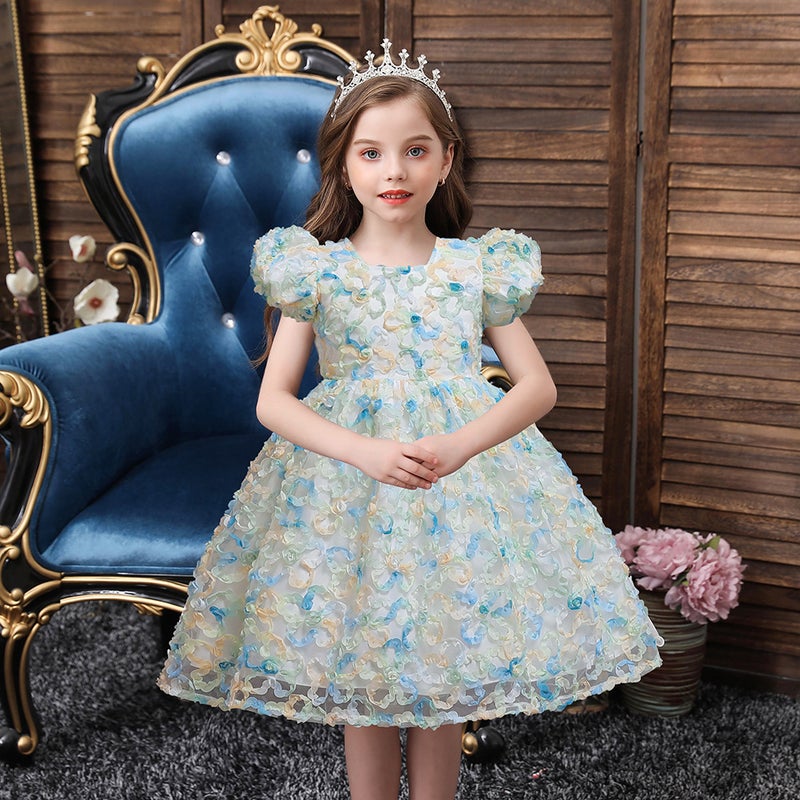 short-sleeved princess dress dress mesh dress flower girl dress baby dress children's dress - Image 2