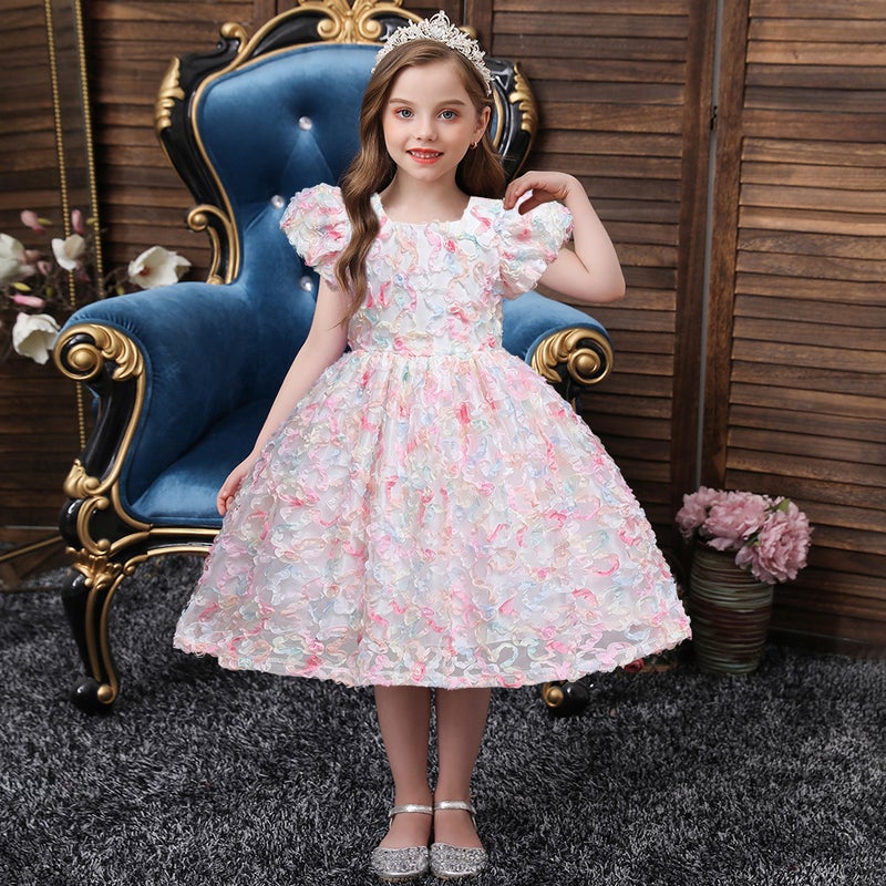 short-sleeved princess dress dress mesh dress flower girl dress baby dress children's dress - Image 3