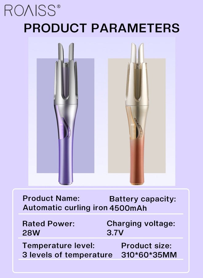 رويس مكواة تجعيد الشعر السيراميكية اللاسلكية القابلة لإعادة الشحن عبر USB متعددة الوظائف المحمولة مع 3 درجات حرارة أسطوانة تجعيد الشعر السيراميكية للشعر المتوسط ​​والطويل ومصفف الشعر المموج - Image 3
