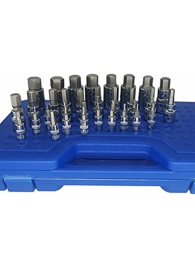 Master - Hex Bit Socket Set Allen Wrench Bit Kit Hex Key For Ratchet Socket Tool Sae And Metric Set 3 8 1 4 1 2 Drive Socket Set 34 Piece - Image 1