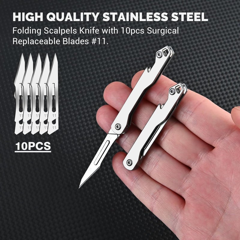 edcfans Folding Scalpel Knife, Small Pocket Knife for Men with 10pcs Surgical Replaceable Blades #11, EDC Utility Knives, Outdoor Edge Knives for Hunting, Skinning - Image 2