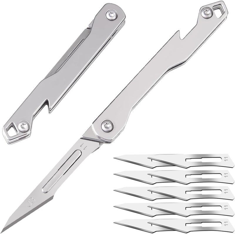 edcfans Folding Scalpel Knife, Small Pocket Knife for Men with 10pcs Surgical Replaceable Blades #11, EDC Utility Knives, Outdoor Edge Knives for Hunting, Skinning - Image 1