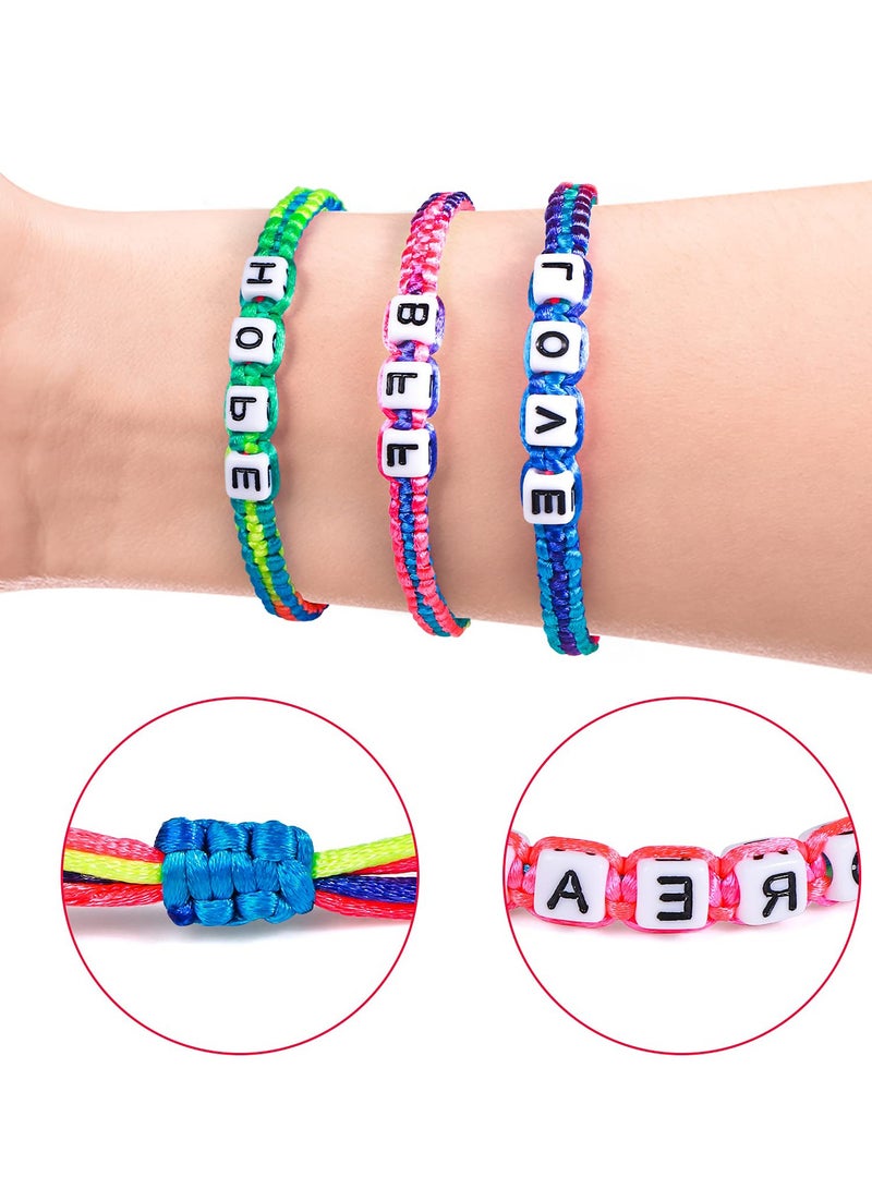 Excefore 12 Pcs Kids Girls Bracelet for Girls Jewelry Toddler Letter Beads Bracelets Teen Baby Friendship Cute Adjustable Multicolor Woven Pretend Play Bracelet - Image 2
