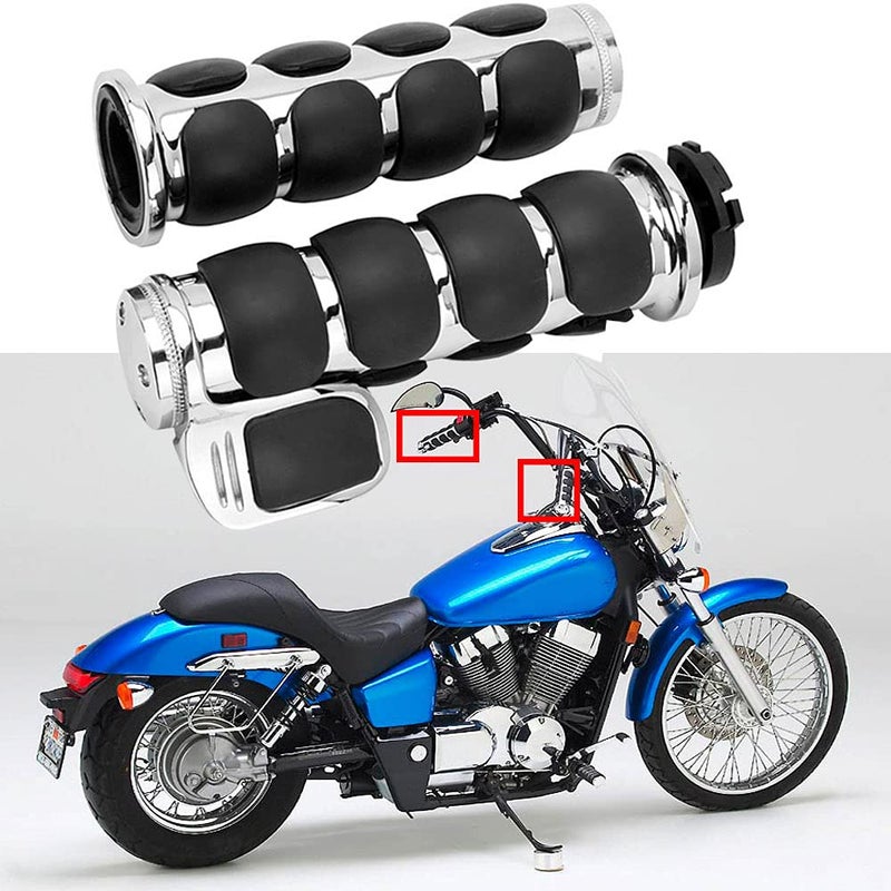 MISS MOLY Pair of 1" Dual Chrome Motorcycle Bar End Hand Grips Handlebar Compatible with Cruisers Harley Yamaha Suzuki - Image 2