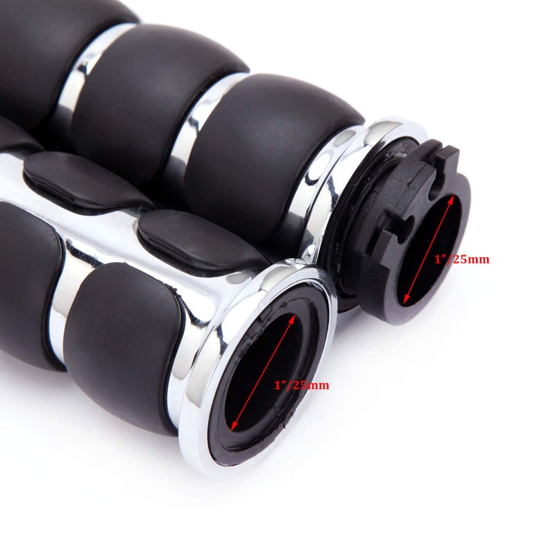 MISS MOLY Pair of 1" Dual Chrome Motorcycle Bar End Hand Grips Handlebar Compatible with Cruisers Harley Yamaha Suzuki - Image 3