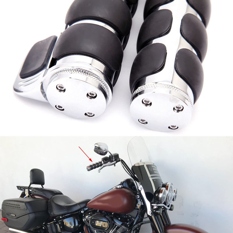MISS MOLY Pair of 1" Dual Chrome Motorcycle Bar End Hand Grips Handlebar Compatible with Cruisers Harley Yamaha Suzuki - Image 5