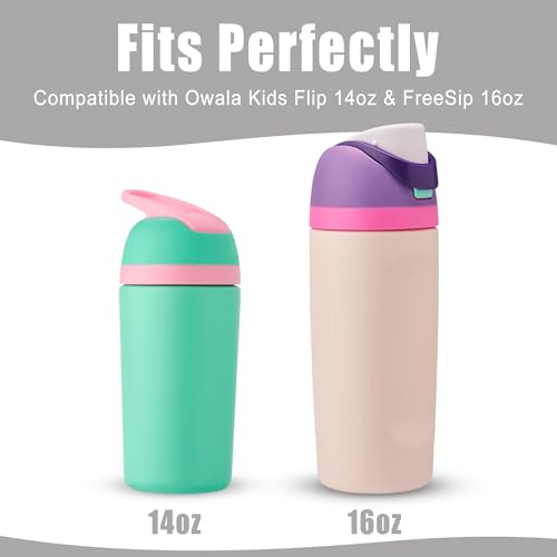 Mokoart Silicone Boot Compatible with Owala Kids Water Bottle 16/14 oz, Anti-Slip Rubber Bottom Protective Sleeve for Owala Kids FreeSip 16oz, Accessories for Owala Kids Flip - Transparent - Image 2
