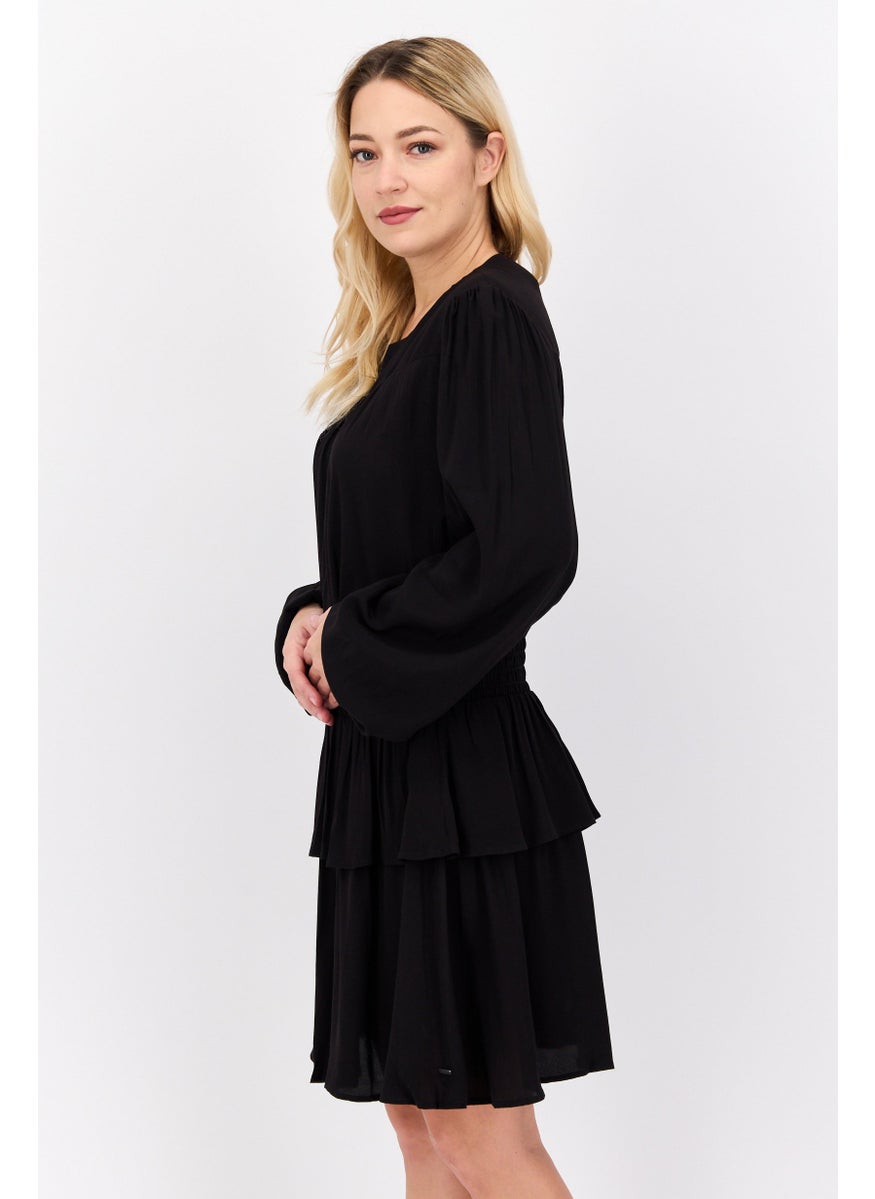 Pepe Jeans Women Textured Mini Dress, Black  - Image 2