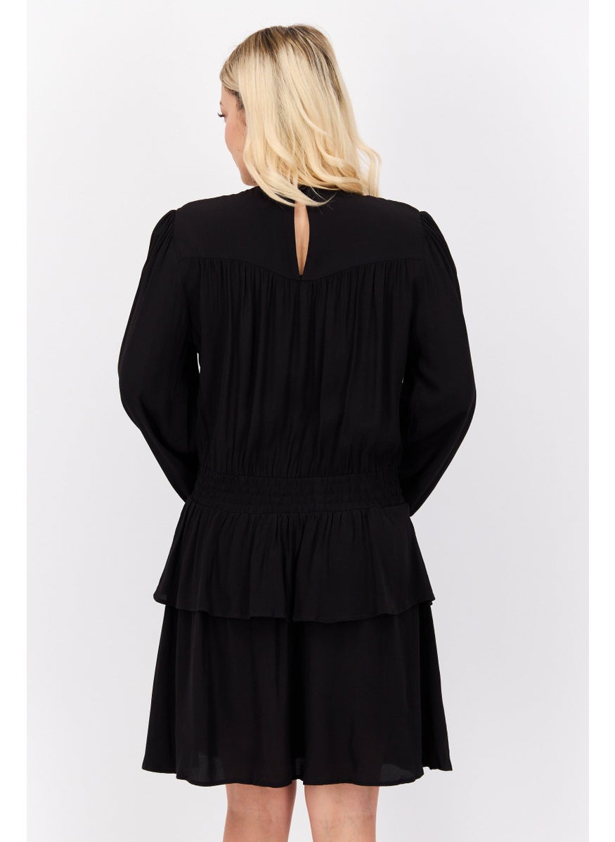 Pepe Jeans Women Textured Mini Dress, Black  - Image 3