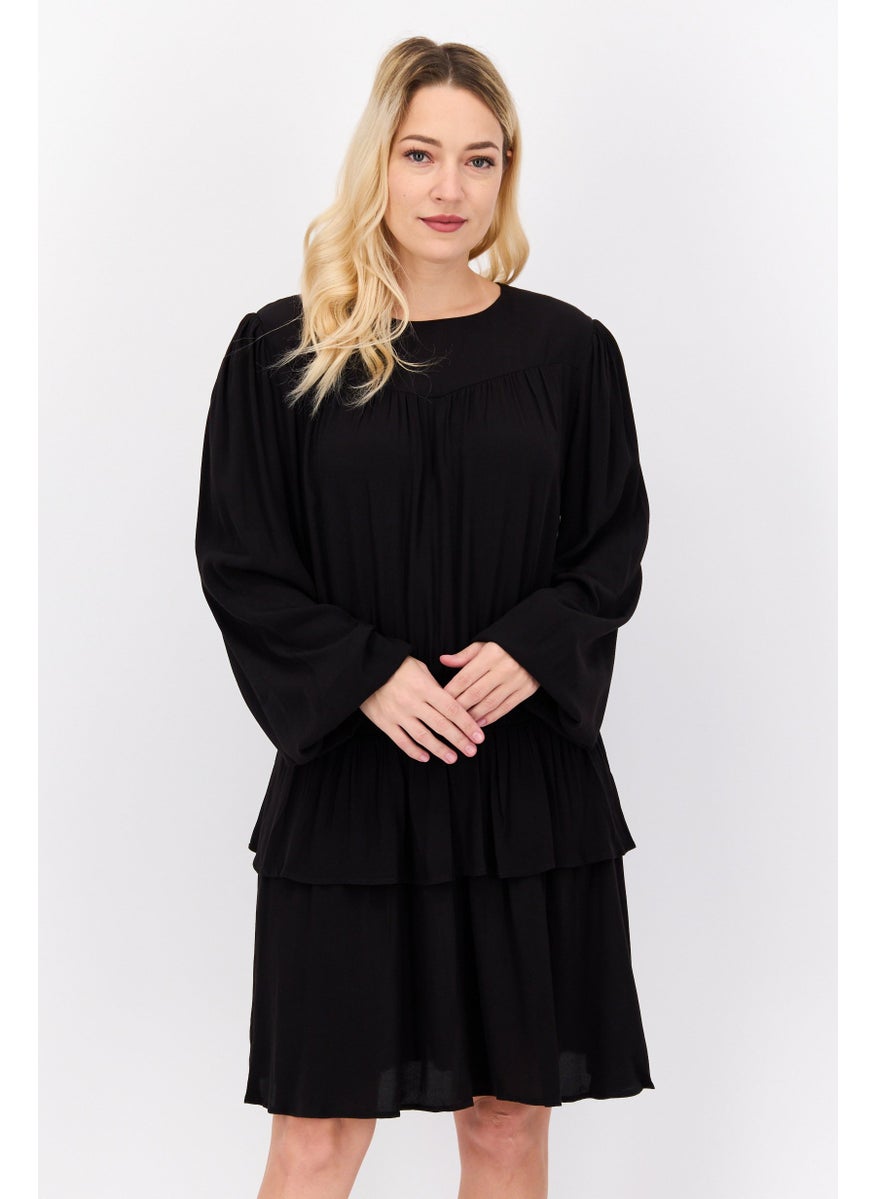 Pepe Jeans Women Textured Mini Dress, Black  - Image 1
