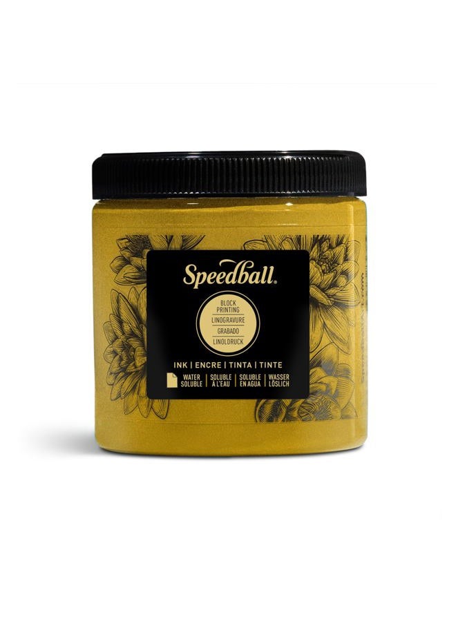 Water-Soluble Block Printing Ink, 8-Ounce, Gold
