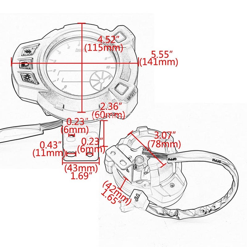DEMULAX Motorcycle LCD Speedometer Tachometer Odometer - Image 2