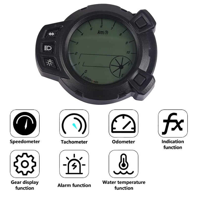 DEMULAX Motorcycle LCD Speedometer Tachometer Odometer - Image 4